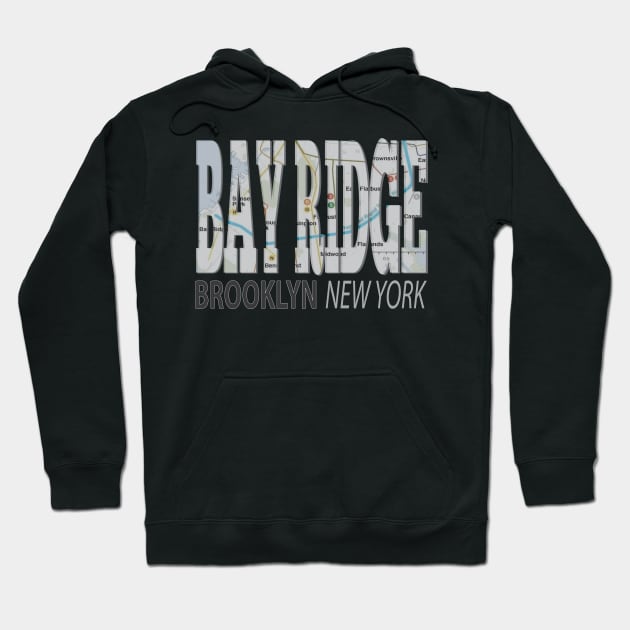 Fun Cool Bay Ridge Brooklyn New York with Subway Map Hoodie by Envision Styles